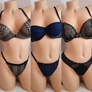 Y2K VS Very Sexy Bombshell Push-up Bra & Panty Sets (Lot Of 3) Size 32B/sm